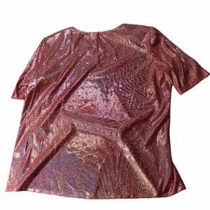 Glittery Sparkly Shirt, Red Adult Large Short